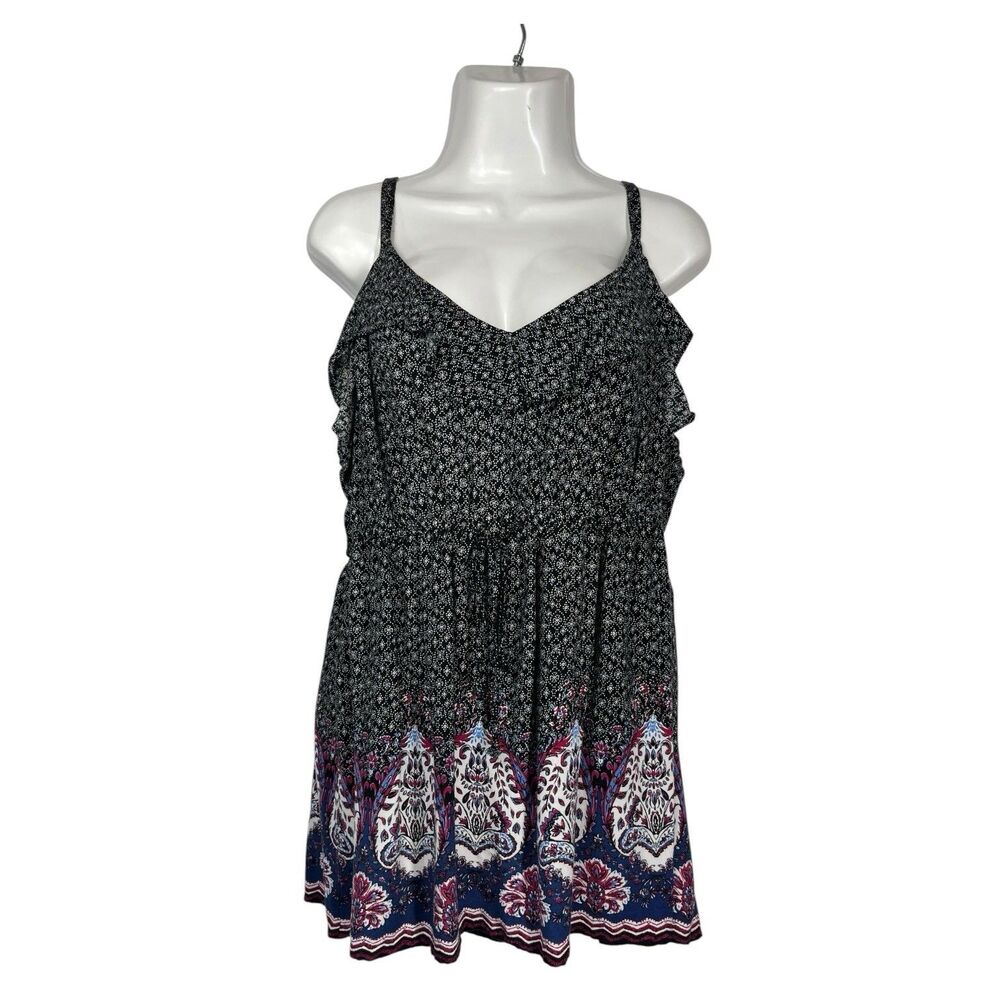 Torrid Tank Blouse Size 2 Multi Color Paisley Ruffle Sleeveless Women Plus Top